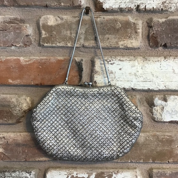 LA REGALE VINTAGE Women’s Silver Beaded Evening Clutch Bag - Picture 3 of 6